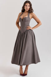 smoke halter midi dress