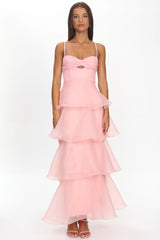 Margarida Layered Sweetheart Neckline Maxi Dress Pink