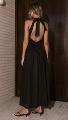 Rachel Tie Back Maxi Dress - Black