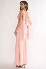 Marcellia Tied Back Maxi Dress Embellished Pink