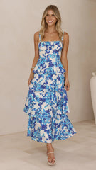Odilia Maxi Dress - Blue/White Floral