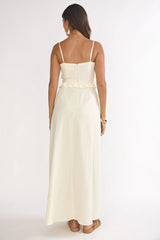 Arrabel Ruffle Split Maxi Dress Ivory