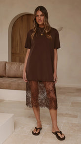 Danika T-Shirt Midi Dress - Chocolate