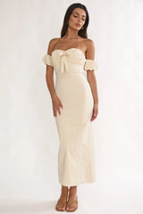 Maelis Off-Shoulder Puff Sleeve Maxi Dress Vanilla