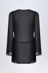 Cowl-Neck Mini Dress in Black