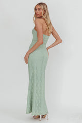 Luli Waist Sash Halter Maxi Dress Lace Sage
