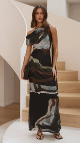 Geneva Maxi Dress - Green Abstract