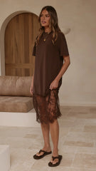 Danika T-Shirt Midi Dress - Chocolate