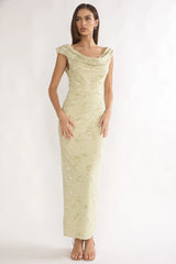 Evermore Cowl Neck Maxi Dress Floral Sage