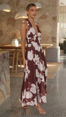 Skye Maxi Dress - Chocolate/White Floral
