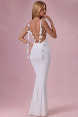 Jersey Draped Gown in White