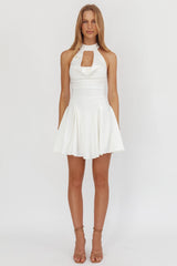 Charlene Cowl Halterneck Mini Dress White
