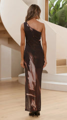 Cataleya Sheer Maxi Dress - Cocoa Ochre