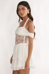 Esmara Mesh Waist Halter Mini Dress White