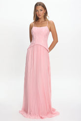Cambridge Accordion Pleat Corset Dress Pink