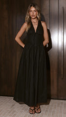 Rachel Tie Back Maxi Dress - Black