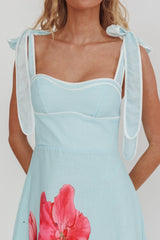 Averin Tied Shoulder Maxi Dress Flower Mint
