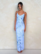 JULIANNA DRESS - BLUE : FLORAL : CERAMIC FLORAL