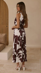 Hadas Maxi Dress - Chocolate/White Print