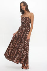 Mariana Strappy Back Maxi Dress Print Chocolate