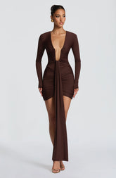 Tara Mini Dress - Plum Brown