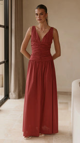 Sanya Maxi Dress - Burgundy