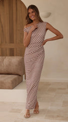 Lilani Maxi Dress - Brown Stripe