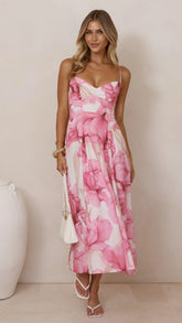 Dallas Midi Dress - Pink Floral