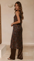 Valencia Sequin Maxi Dress - Brown