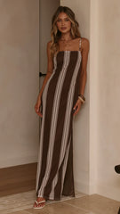 Bria Maxi Dress - Chocolate Stripe