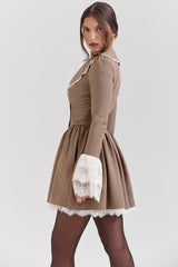 brown puppytooth check mini dress - sale