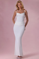 Jersey Draped Gown in White