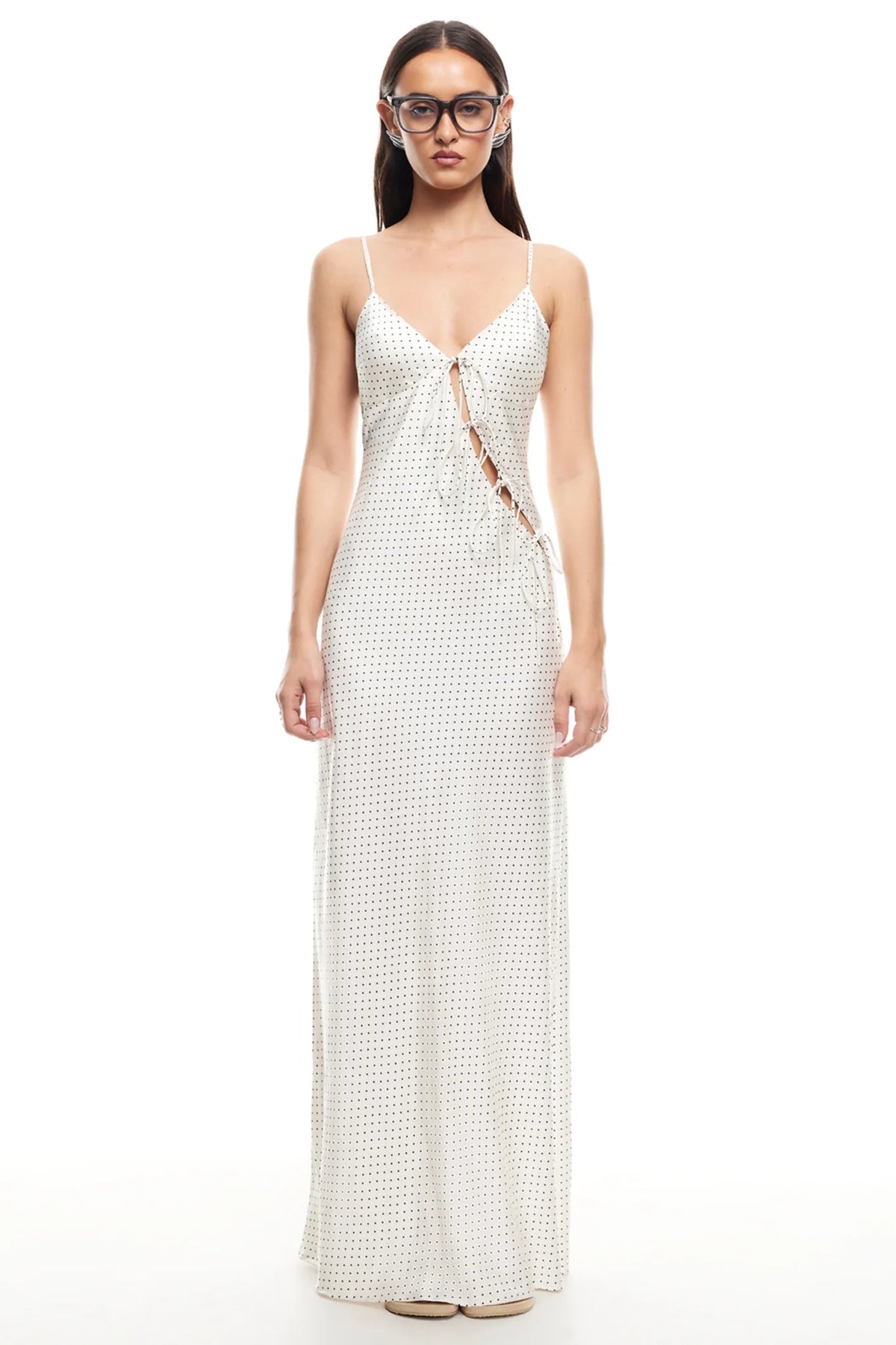 LIONESS About A Girl Maxi Dress Porcelain Polka