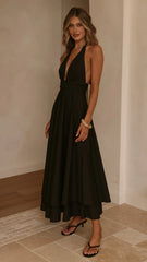 Kathy Halter Neck Maxi Dress - Black
