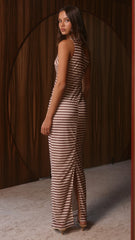 Cataleya Maxi Dress - Brown Stripe