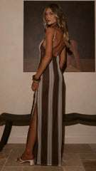 Bria Maxi Dress - Chocolate Stripe
