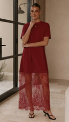Adora T-Shirt Maxi Dress - Wine