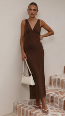 Sammie Linen Maxi Dress - Chocolate