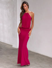 EVANNA MAXI DRESS - BERRY