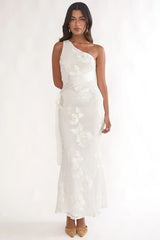 Kairi One-Shoulder Sash Maxi Dress White