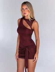 AZELMA DRESS - BROWN
