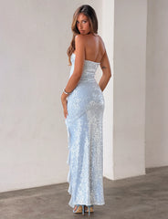 THEO SEQUIN MAXI DRESS - SOFT BLUE