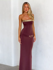 EOS SEQUIN TUBE MAXI DRESS - CINNAMON CHOCOLATE