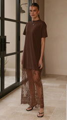 Adora T-Shirt Maxi Dress - Chocolate