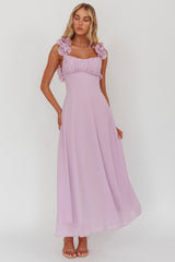 Eloquent Lace-Up Back Maxi Dress Lilac