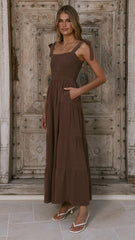 Carlina Tiered Maxi Dress - Chocolate