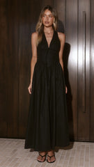 Rachel Tie Back Maxi Dress - Black