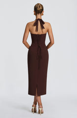 Cassia Midi Dress - Plum Brown