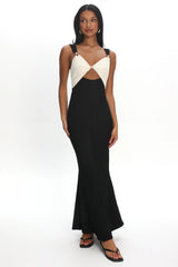 Freyja Contrast Maxi Dress Oyster/Black