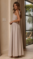 Sanya Maxi Dress - Beige Check